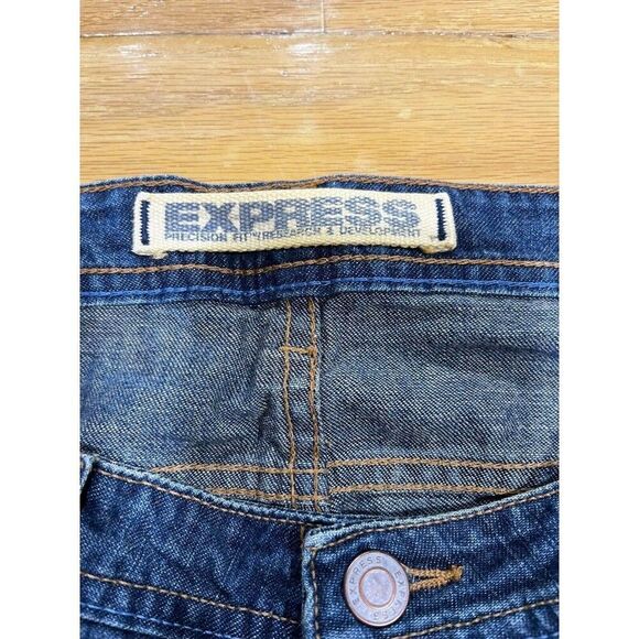Express Jeans Womens Size 30" Waist Precision Fit Blue Mid Rise Flared Mermaid - Picture 3 of 7